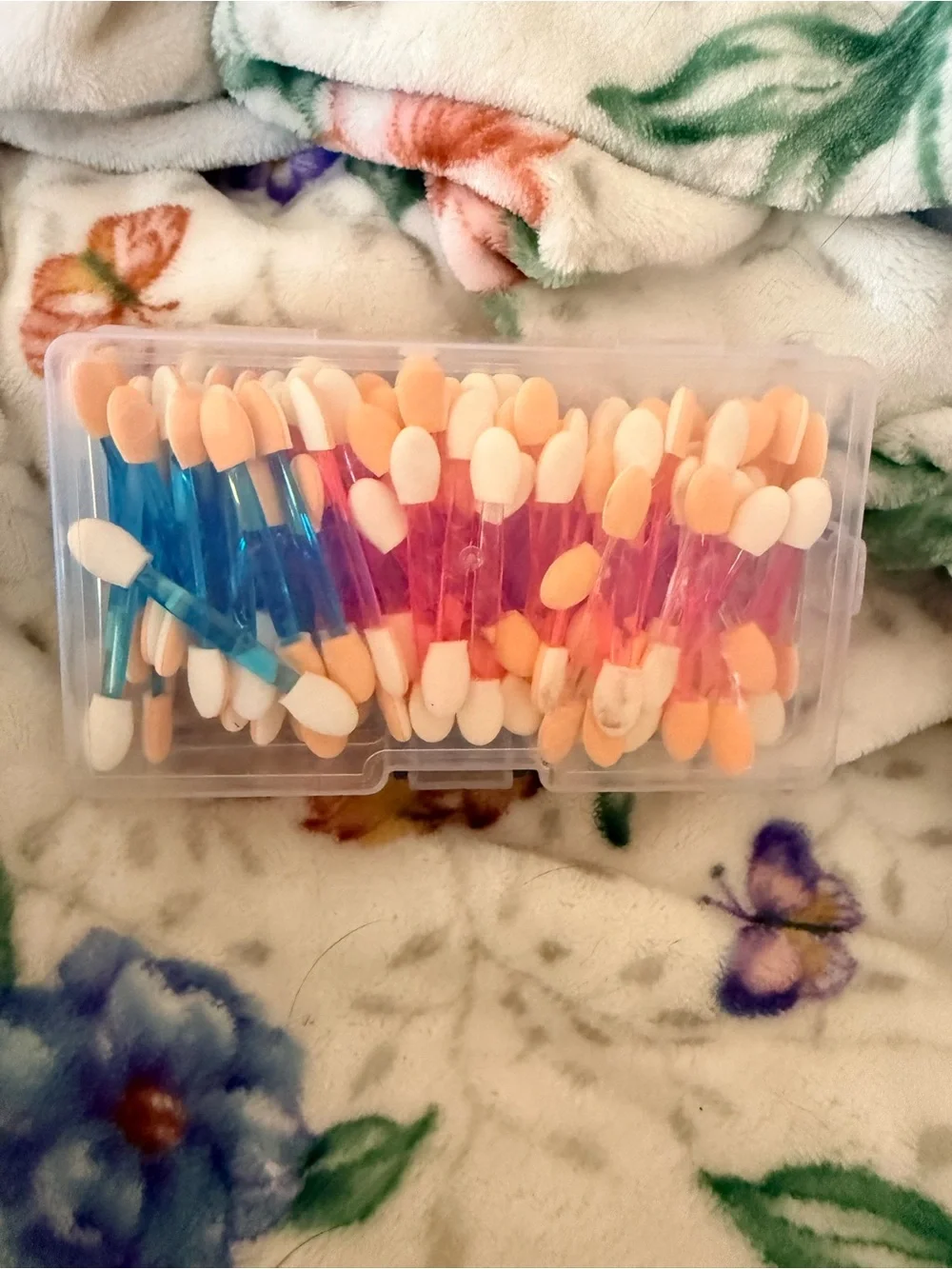 100 Eye Shadow 2-sided Makeup Sponge-Tip Applicator Set Peach,  Blue, Pink